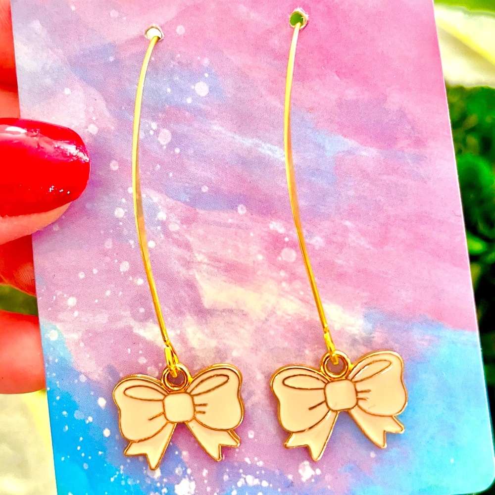 Pink Bow Dangle Earrings